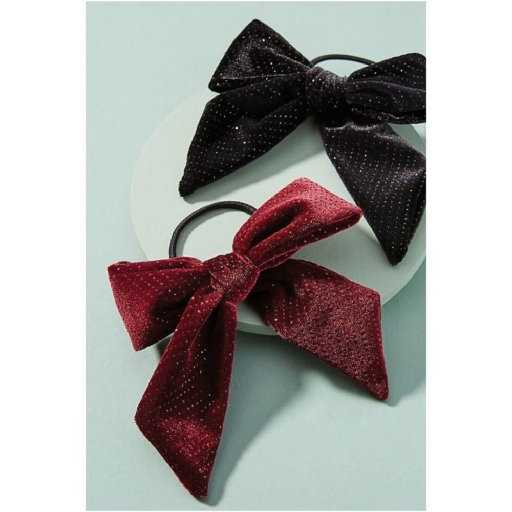 Anthropologie Shimmer Velvet Bow Pony Holder (2)